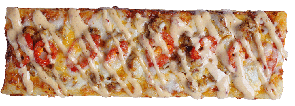 pitzo Mosa Beef is a rectangle pizza